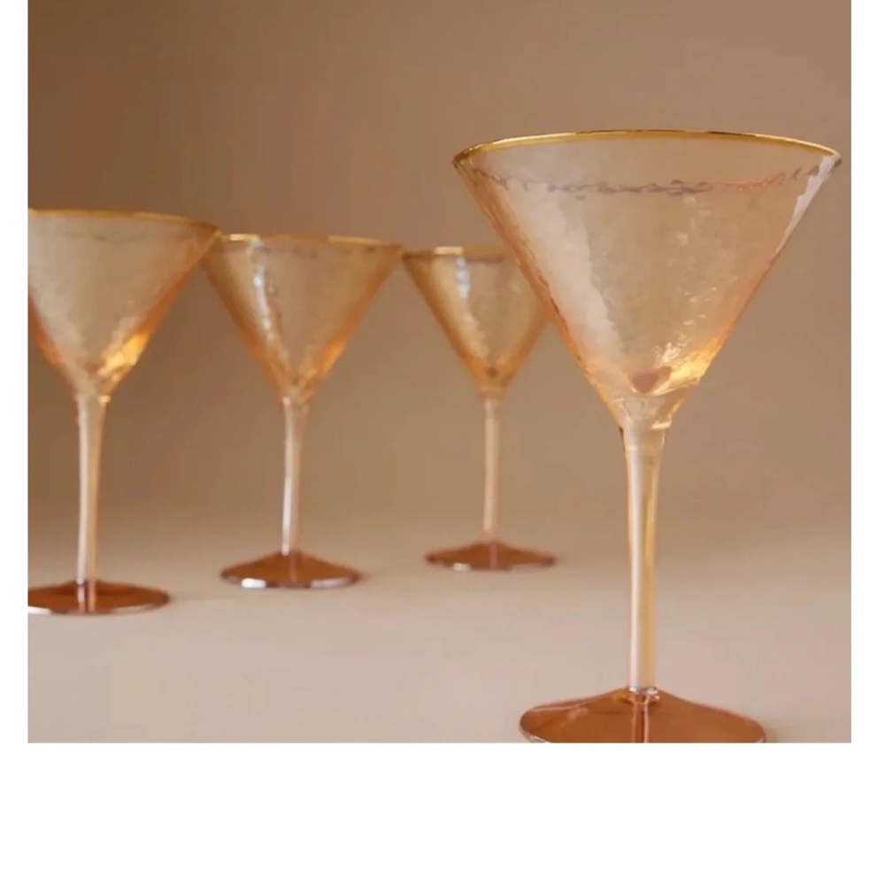 Anthropologie Zara Collection Martini Glasses 2 Color Honey Luster New In Box